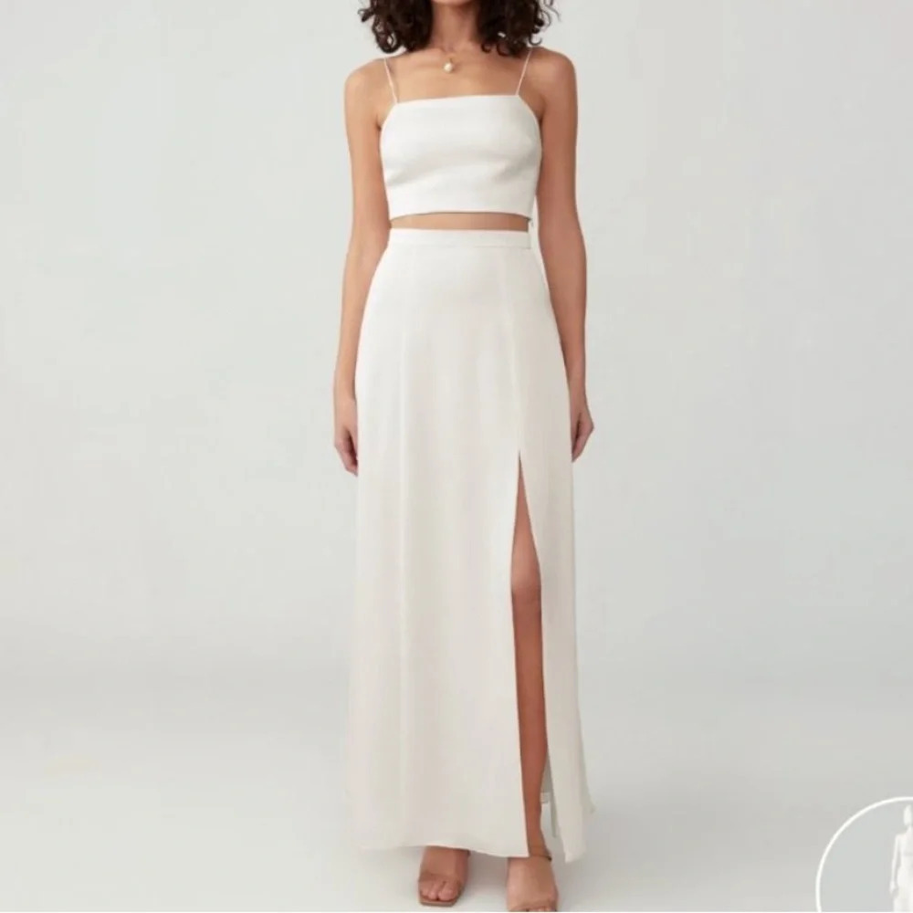 Fame and Partners White Straight Neck Skirt Set NWT